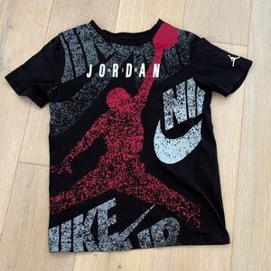 Jordan Kids Black Tee with Red and Gray Graphic